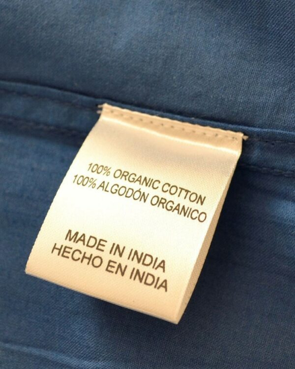 etiqueta de camisa de algodón orgánico